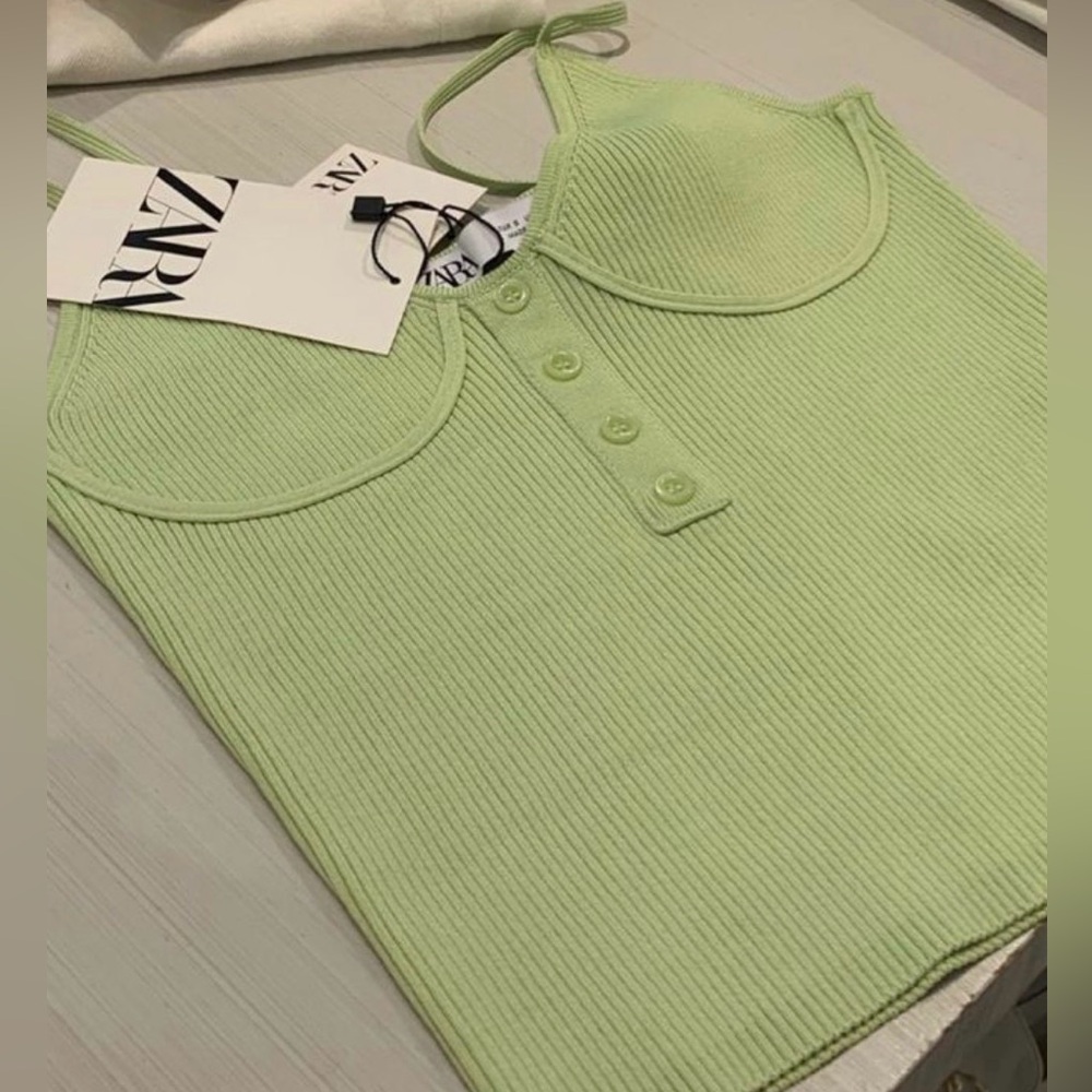 Pistachio Green Ribbed Bustier Camisole